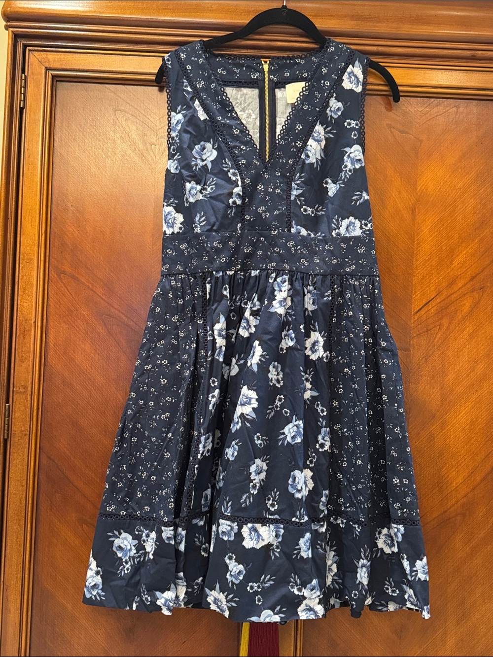 kate spade Navy Blue Floral Sleeveless V-Neck Dress